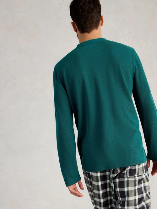 Pyjamatop Henley - Mid Green - S Bild 4