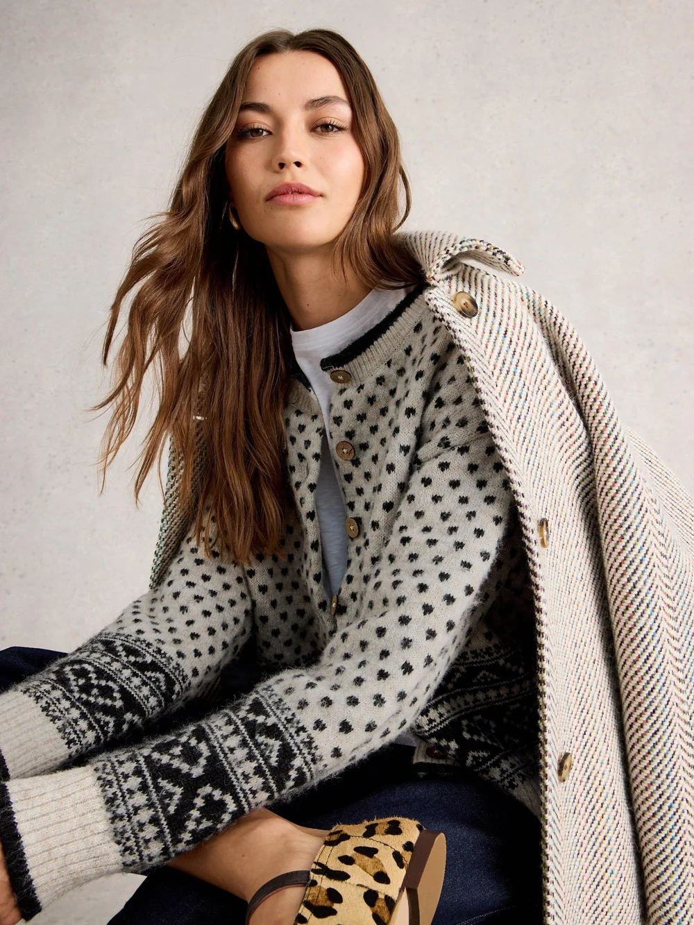 Strickjacke Holly mit Herzmuster - Ivory Mlt - 52 Bild 1