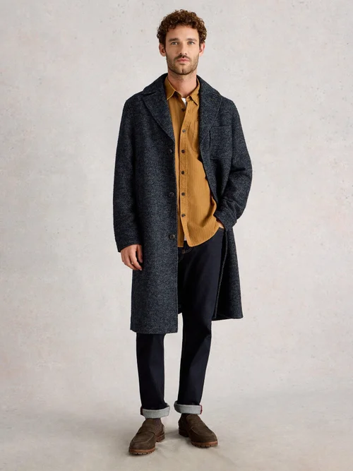 Mantel mit Fischgrätmuster - Dark Navy - XXL Bild 2