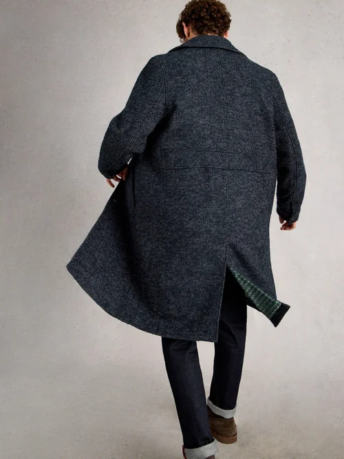 Mantel mit Fischgrätmuster - Dark Navy - XXL Bild 4