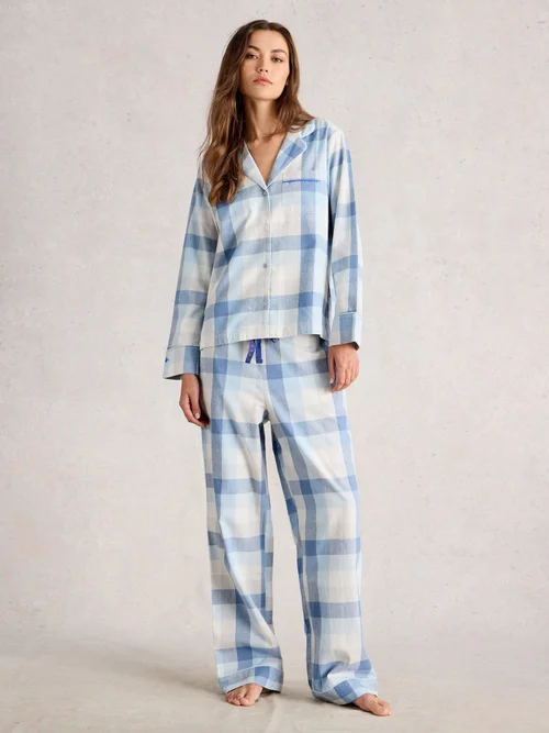 Kariertes Pyjamaoberteil Nina - Lgt Blue - XXXL Bild 2
