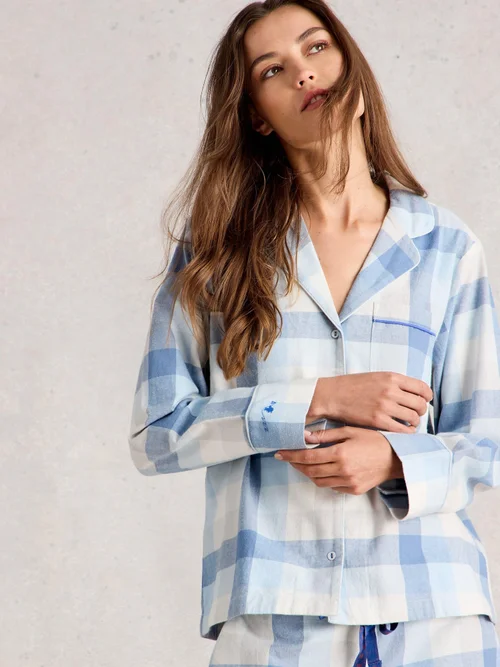 Kariertes Pyjamaoberteil Nina - Lgt Blue - XXXL Bild 3