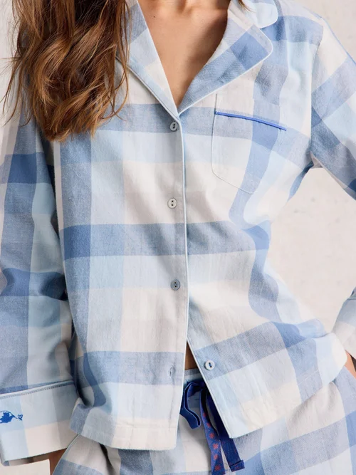 Kariertes Pyjamaoberteil Nina - Lgt Blue - XXXL Bild 1