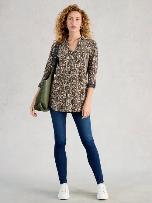 Langgeschnittene Bluse Annie - Navy Pr - 52/R Bild 2