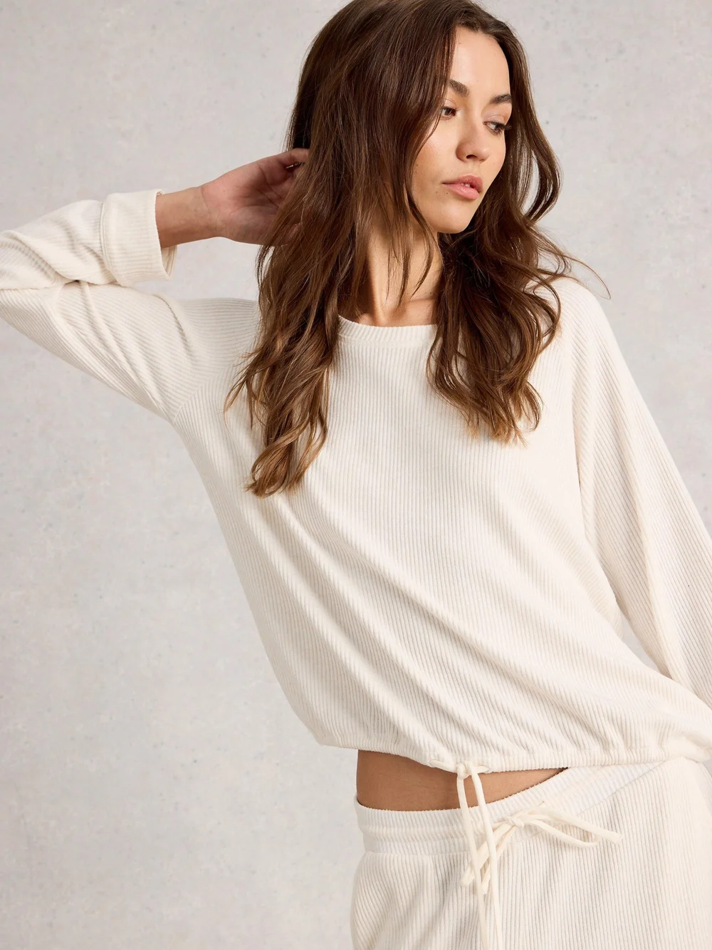 Gemütliches Top aus Rippenjersey - Pale Ivory - XL Bild 1
