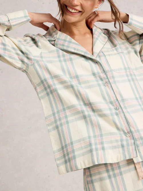 Kariertes Pyjamaoberteil Nina - Ivory Mlt - XXXL Bild 3