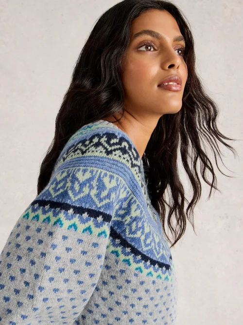 Norwegerpullover mit Mini-Herzmuster - Grey Mlt - 52 Bild 3