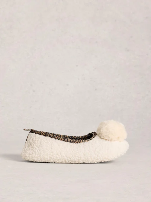 Ballerina-Hausschuhe mit Bommel - Pale Ivory - S Bild 1