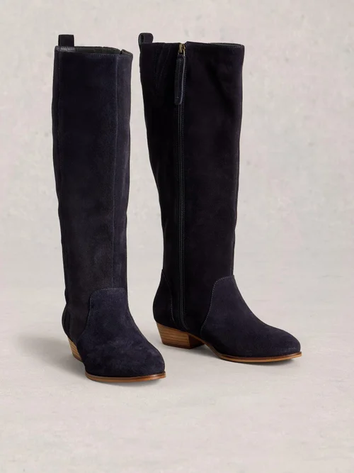 Wildlederstiefel mit weiter Passform - Dark Navy - 41 Bild 2