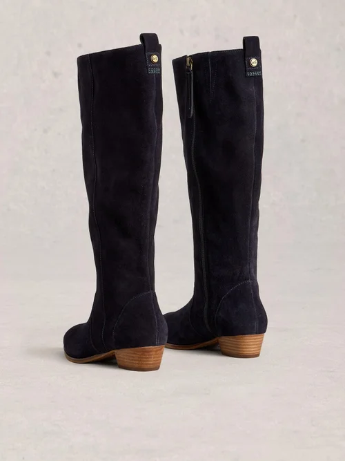 Wildlederstiefel mit weiter Passform - Dark Navy - 38 Bild 4
