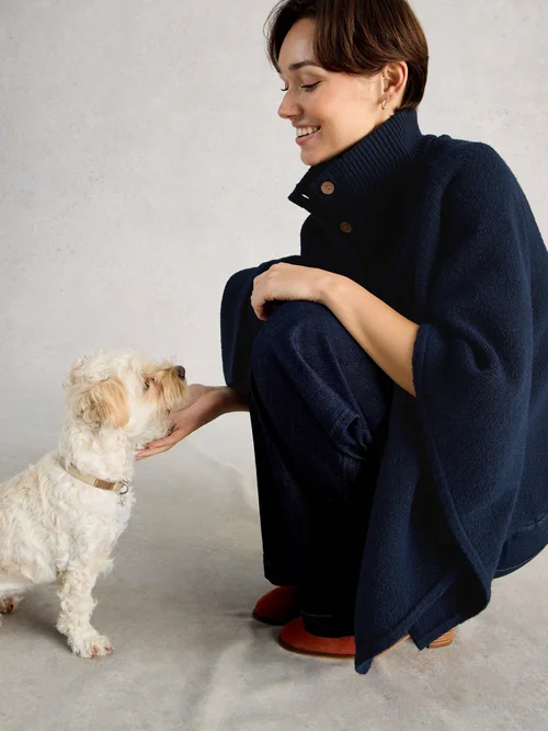 Poncho mit Trichterkragen - Dark Navy - S Bild 1