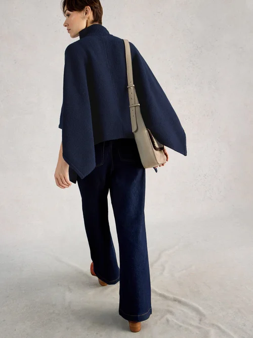 Poncho mit Trichterkragen - Dark Navy - S Bild 4