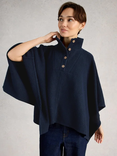 Poncho mit Trichterkragen - Dark Navy - S Bild 3