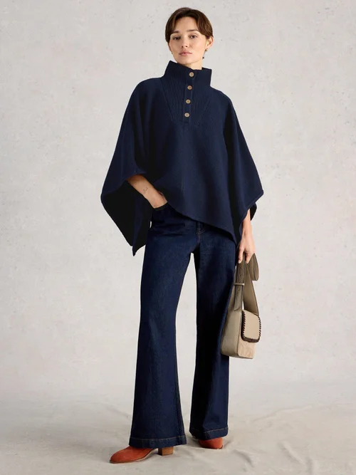 Poncho mit Trichterkragen - Dark Navy - XL Bild 2