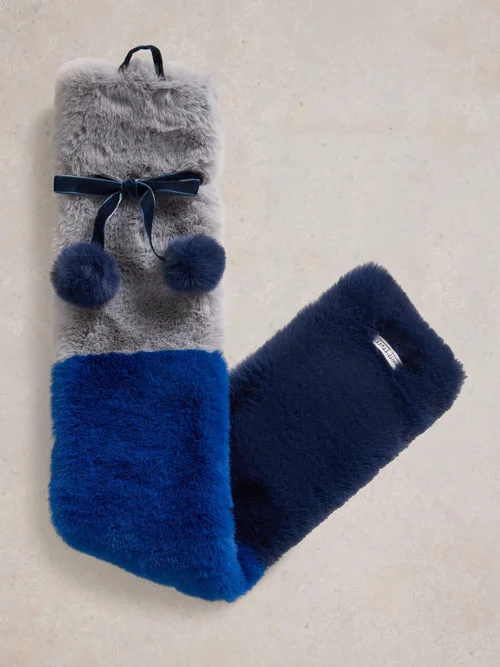 Lange Wärmflasche mit Webfellbezug Bild 1