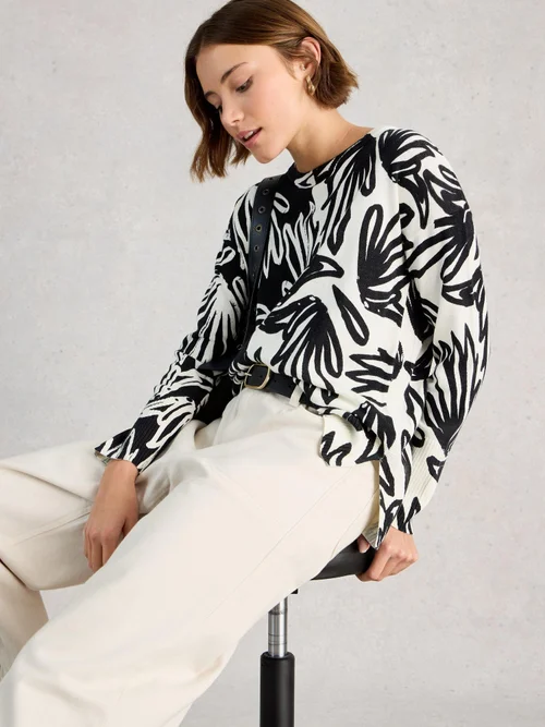 Bedruckter Pullover Olive - Blk Pr - 52 Bild 1