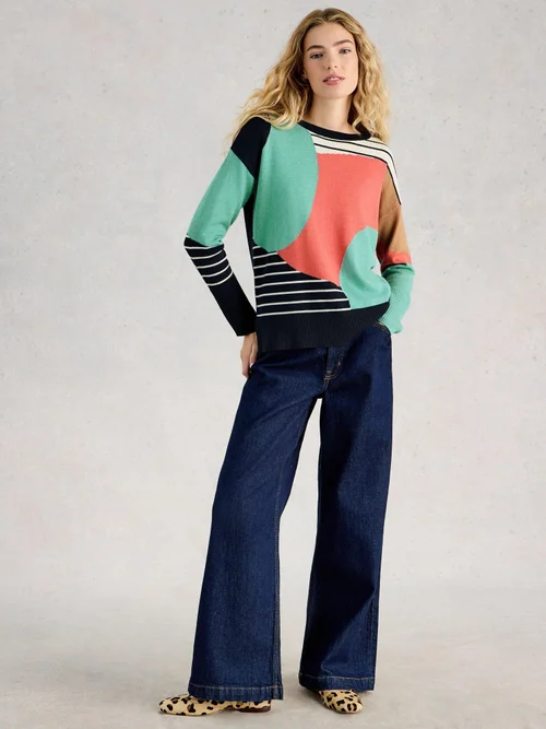 Pullover Olive mit abstraktem Muster - Navy Multi - 50 Bild 2