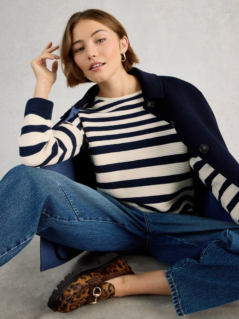 Gestreifter Pullover Jana - Navy Multi - 44 Bild 1