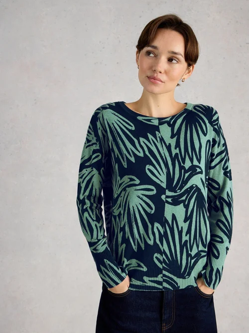 Bedruckter Pullover Olive - Blue Pr - 48 Bild 3