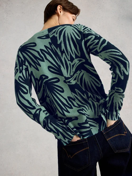 Bedruckter Pullover Olive - Blue Pr - 48 Bild 4