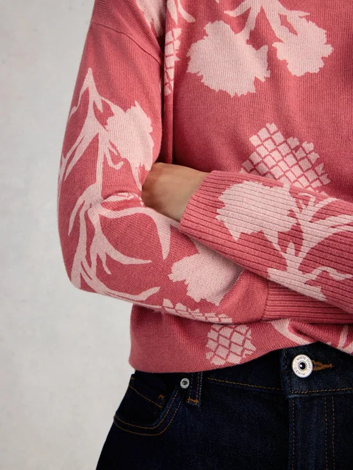 Bedruckter Pullover Olive - Pink Pr - 52 Bild 3