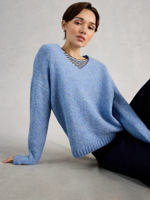 Pullover Tamara mit V-Ausschnitt - Mid Blue - 52 Bild 1