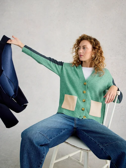 Strickjacke Mary mit Colour-Block-Design - Teal Mlt - 52 Bild 1