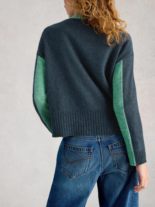 Strickjacke Mary mit Colour-Block-Design - Teal Mlt - 52 Bild 4