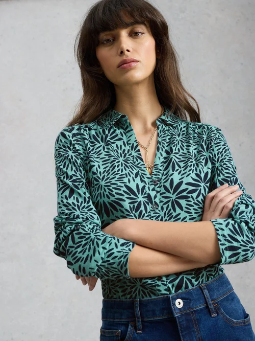 Jerseybluse Annie - Teal Pr - 46 Bild 1