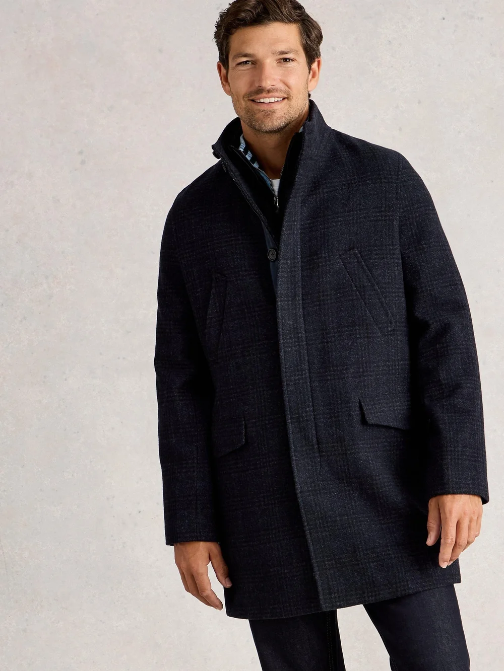 Wollmantel mit Stehkragen - Dark Navy - XL Bild 1