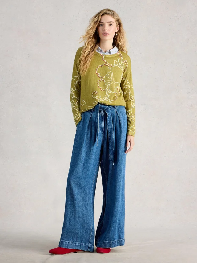 Bedruckter Pullover Olive