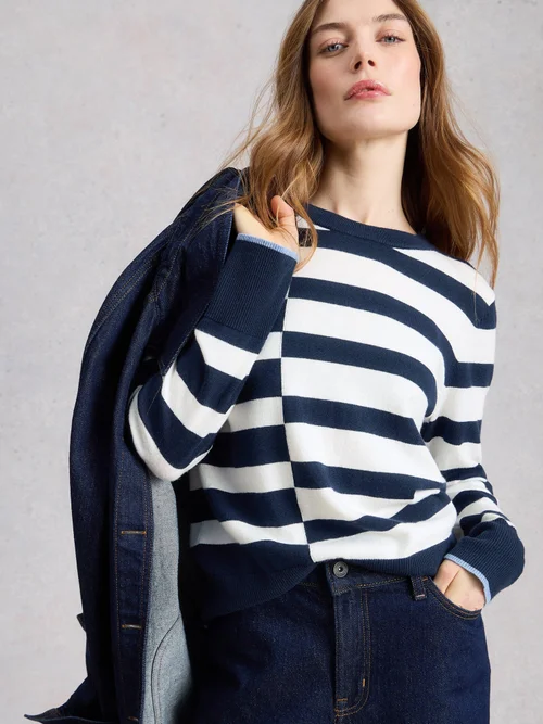 Gestreifter Pullover Katie - Navy Multi - 52 Bild 1