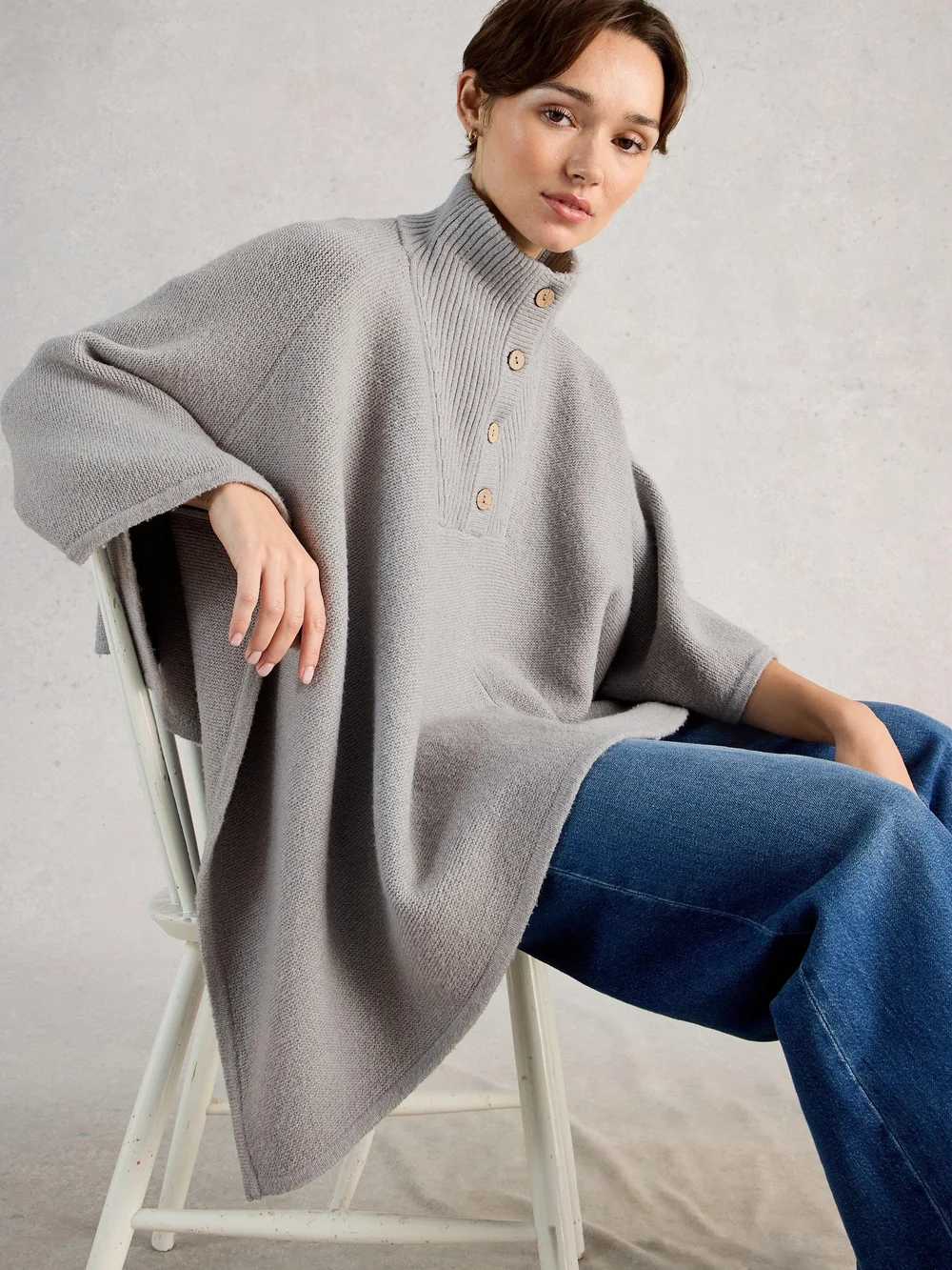 Poncho mit Trichterkragen - Lgt Grey - XL Bild 1