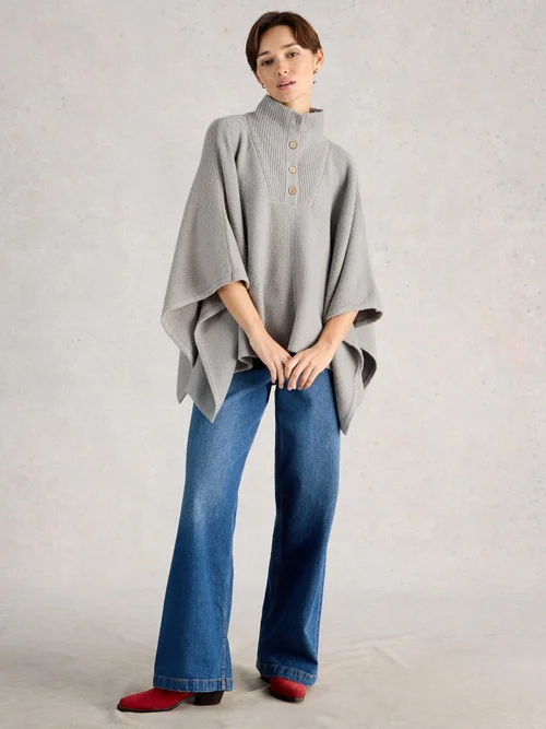 Poncho mit Trichterkragen - Lgt Grey - XL Bild 2