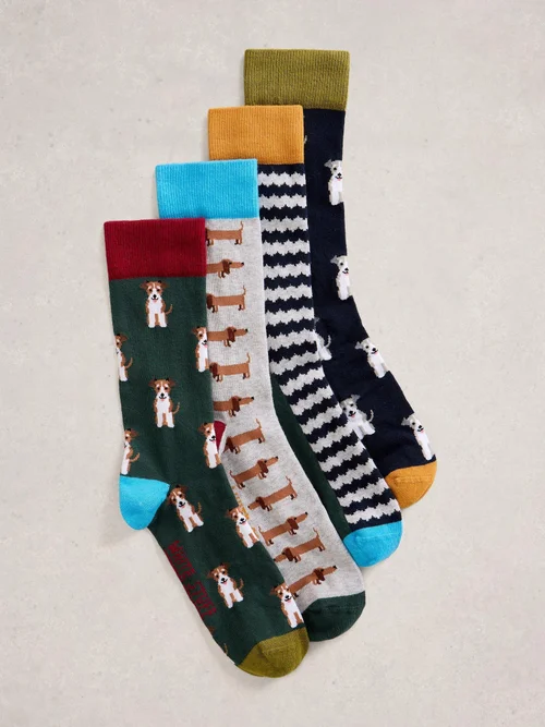 4-er Pack Socken mit Hundemotiv - Grey Mlt - 44-46 Bild 2