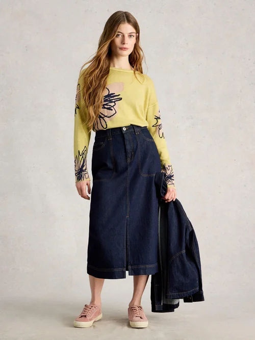 Bedruckter Pullover Olive - Yellow Mlt - 52 Bild 2