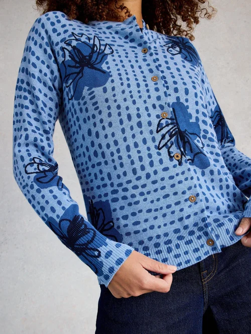 Bedruckte Strickjacke Lulu - Blue Pr - 52 Bild 3