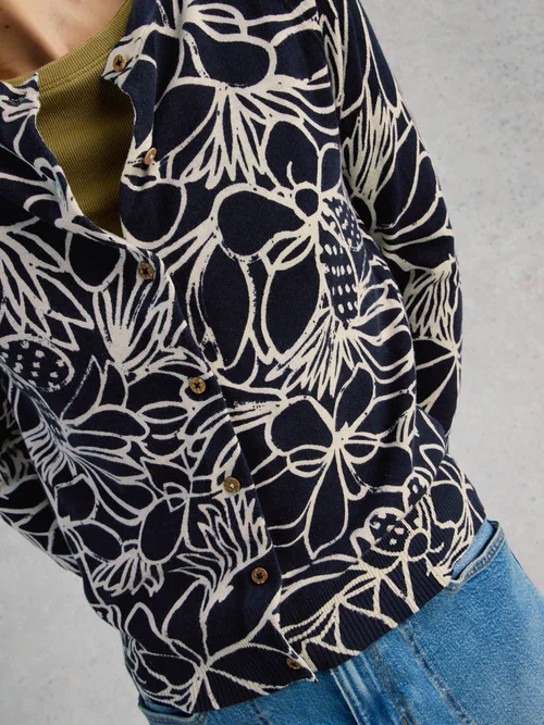 Bedruckte Strickjacke Lulu - Navy Multi - 52 Bild 3