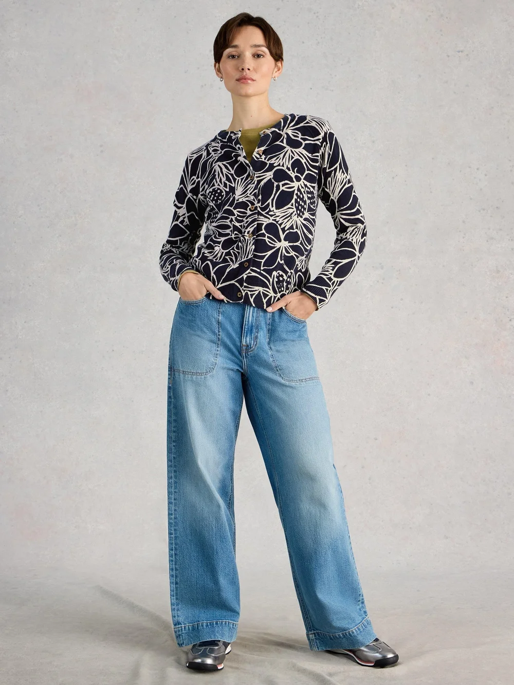 Bedruckte Strickjacke Lulu - Navy Multi - 52 Bild 1