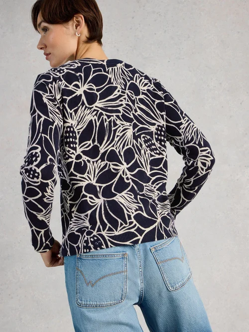 Bedruckte Strickjacke Lulu - Navy Multi - 52 Bild 4