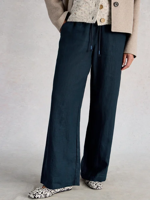 Leinenhose Allie mit weitem Bein - Dark Navy - 50/R Bild 3