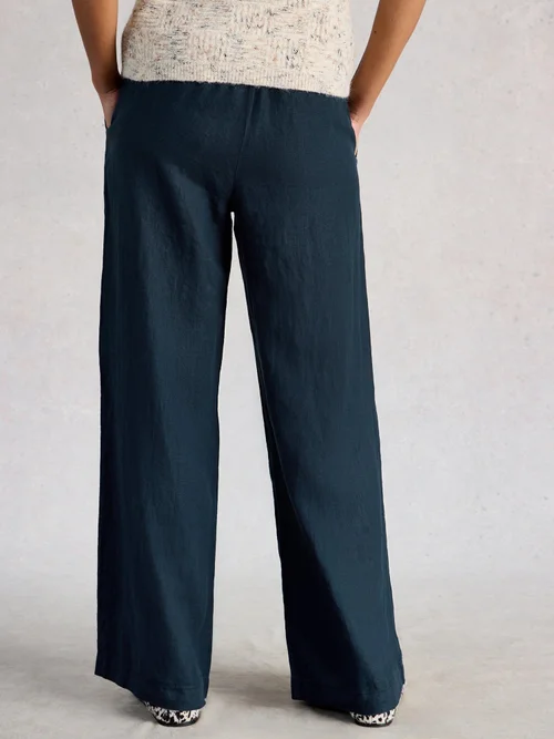 Leinenhose Allie mit weitem Bein - Dark Navy - 50/R Bild 4