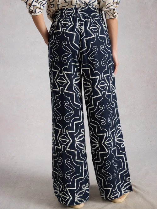 Leinenhose Allie mit weitem Bein - Navy Pr - 52/R Bild 4