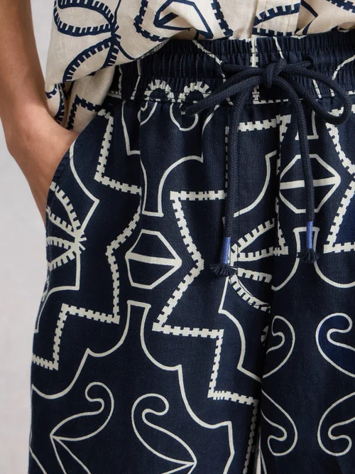 Leinenhose Allie mit weitem Bein - Navy Pr - 52/R Bild 3