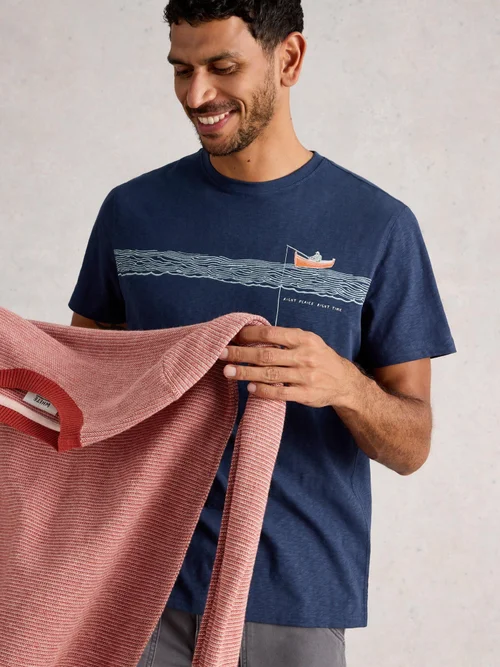 T-Shirt Abersoch mit Angler-Motiv - Navy Pr - XL/R Bild 3