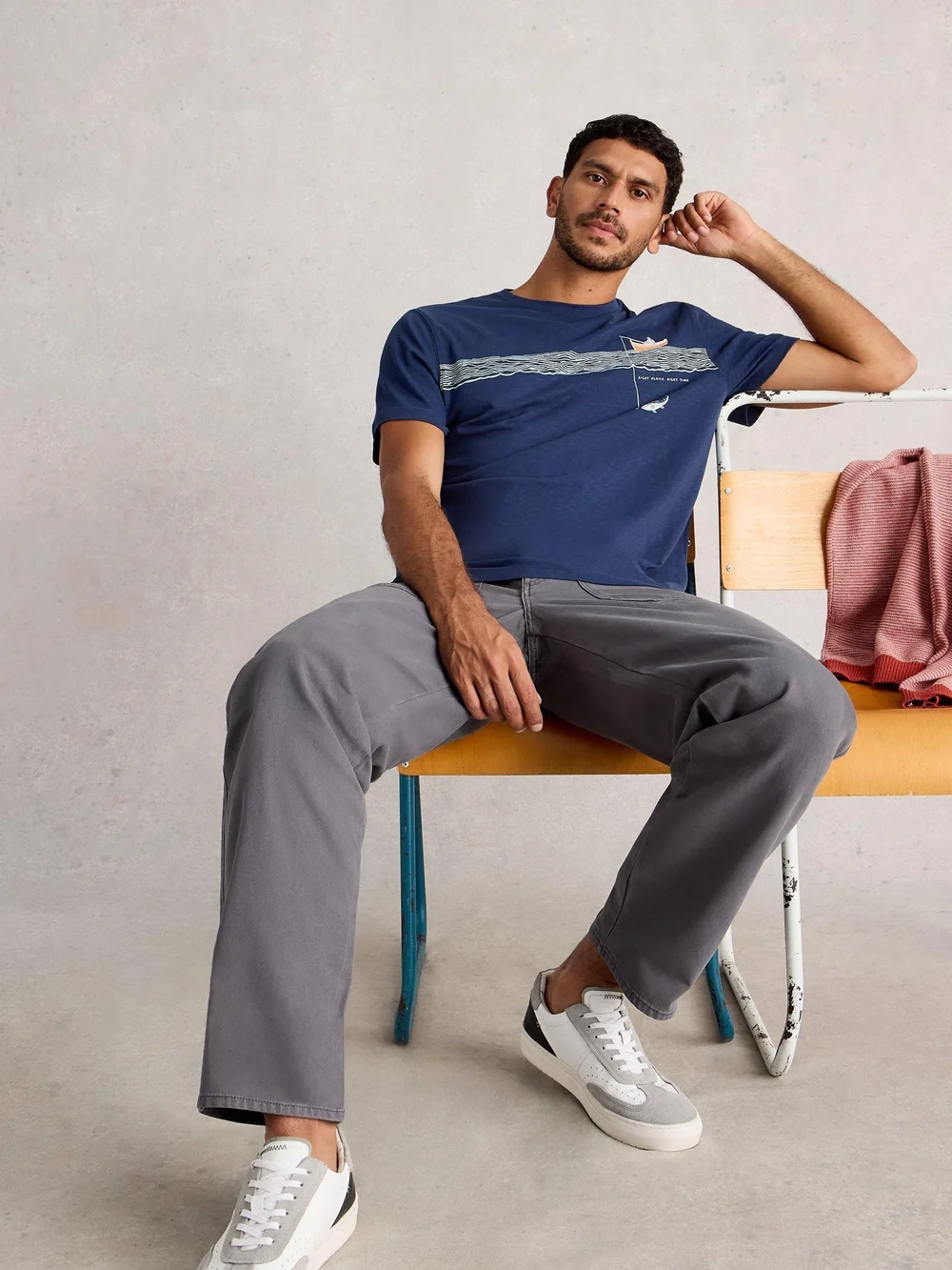 T-Shirt Abersoch mit Angler-Motiv - Navy Pr - XXL/R Bild 1