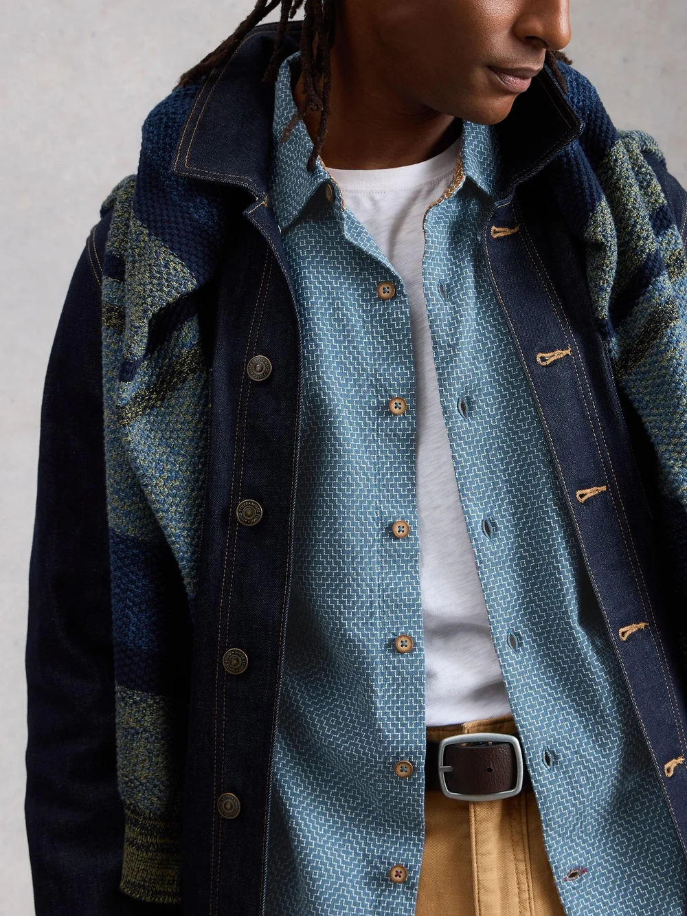 Kurzarmhemd mit Print - Mid Blue - XXXL Bild 1