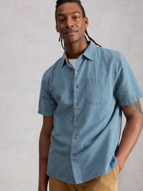 Kurzarmhemd mit Print - Mid Blue - XXXL Bild 3