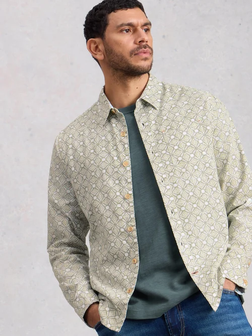 Hemd Finsbury mit Kachelprint - Green Pr - XXL/R Bild 1