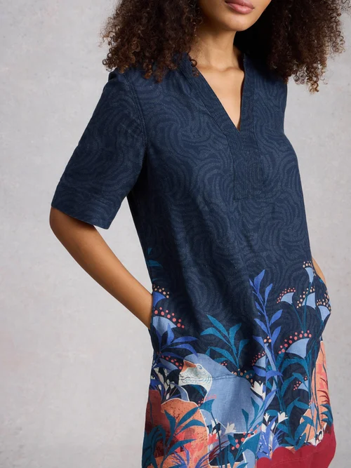 Leinenkleid June - Navy Pr - 52/R Bild 3